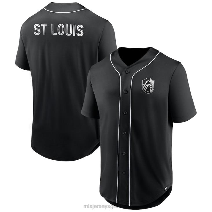 MLS Jerseys άνδρες αγ. Λουίς Σίτι, φανατικοί, επώνυμη μαύρη φανέλα μόδας μπέιζμπολ τρίτης περιόδου με κουμπιά 060DH76