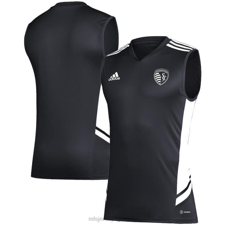 MLS Jerseys άνδρες αθλητική φανέλα προπόνησης kansas city adidas μαύρη/λευκή αμάνικη φανέλα 060DH428