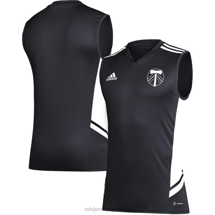 MLS Jerseys άνδρες Portland timbers adidas μαύρη/λευκή αμάνικη φανέλα προπόνησης 060DH536